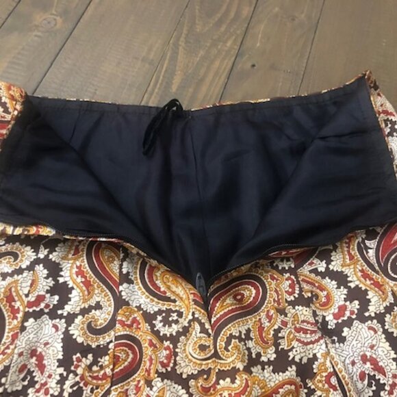 VINTAGE Norman Todd Pleated A-Line Paisley Skirt - Picture 4 of 5